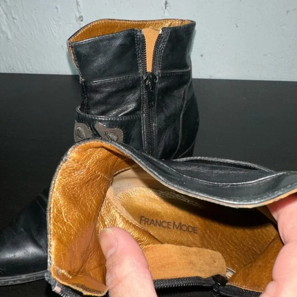 France Mode Black Leather ankle boot  size 36 - Picture 6 of 7